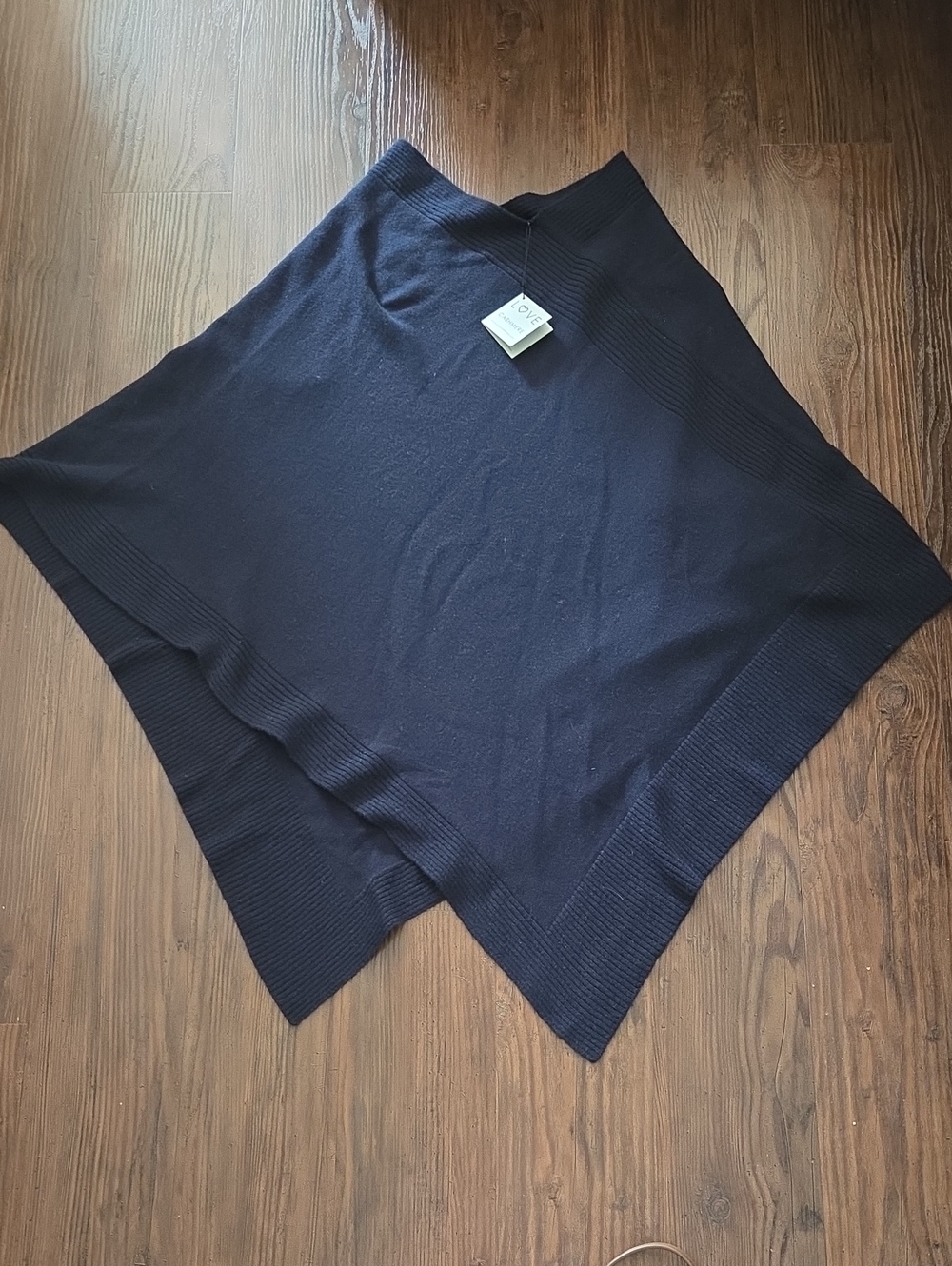 NWT Navy Blue Poncho By Love Cashmere One Size